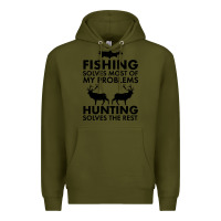 Army Green funny fishing and hunting Premium Hoodie - artisFamous
