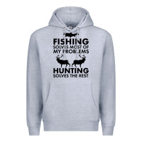 Heather Grey funny fishing and hunting Premium Hoodie - artisFamous