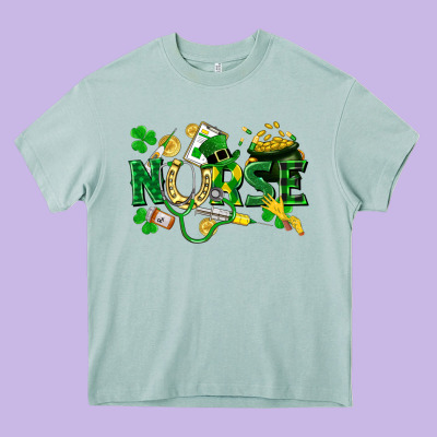 Nurse St Patrick Heavy Core Tee Designed By Fadigitalartstudio