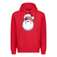 Red santa claus  u.s.a sunglasses christmas in july santa Premium Hoodie - artisFamous