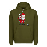 Army Green santa claus golf christmas golfer golfing gift Premium Hoodie - artisFamous