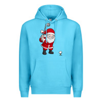 Ocean Blue santa claus golf christmas golfer golfing gift Premium Hoodie - artisFamous