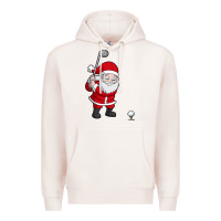 Pale Pink santa claus golf christmas golfer golfing gift Premium Hoodie - artisFamous