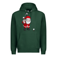 Sports Green santa claus golf christmas golfer golfing gift Premium Hoodie - artisFamous