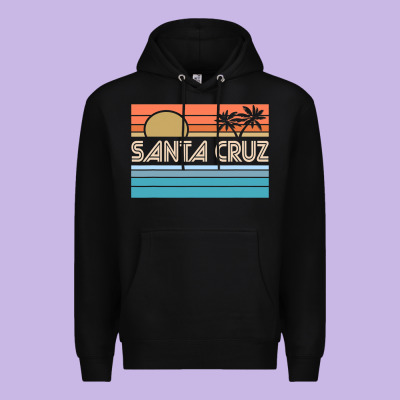 Santa C.r.u.z Cali Sunset 70s 80s Surfer Summer Sun Premium Hoodie Designed By Artisfamous