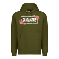Army Green santa c.r.u.z cali  floral hibiscus flower Premium Hoodie - artisFamous