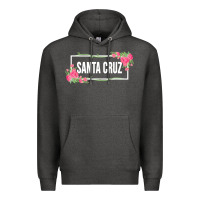 Charcoal Heather santa c.r.u.z cali  floral hibiscus flower Premium Hoodie - artisFamous