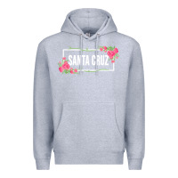 Heather Grey santa c.r.u.z cali  floral hibiscus flower Premium Hoodie - artisFamous