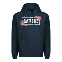 Navy santa c.r.u.z cali  floral hibiscus flower Premium Hoodie - artisFamous