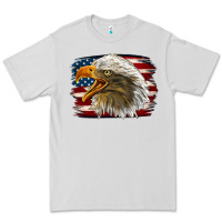 Dove Grey Western American Flag Eagle Premium Tee - LillyAllenDesigns
