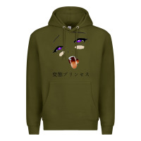 Army Green ahegao face girl Premium Hoodie - artisFamous