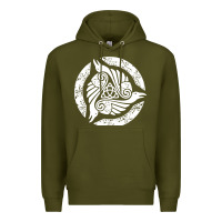 Army Green celtic trinity knot crow spiritual mandala Premium Hoodie - artisFamous
