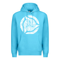 Ocean Blue celtic trinity knot crow spiritual mandala Premium Hoodie - artisFamous