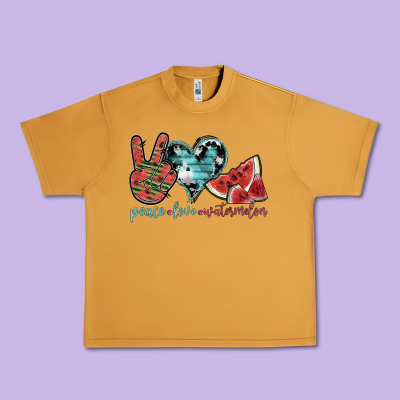 Peace Love Watermelon Urban Heavy Tee Designed By Sublimationcraftshop