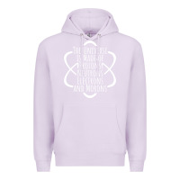 Lilac funny science geek universe is made of morons white Premium Hoodie - artisFamous
