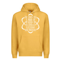 Mustard funny science geek universe is made of morons white Premium Hoodie - artisFamous