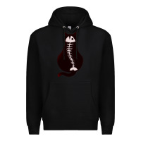 Black Cat with Fish Bone Premium Hoodie - artisFamous