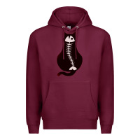 Burgundy Cat with Fish Bone Premium Hoodie - artisFamous