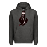 Charcoal Heather Cat with Fish Bone Premium Hoodie - artisFamous