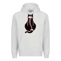 Dove Grey Cat with Fish Bone Premium Hoodie - artisFamous