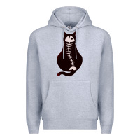 Heather Grey Cat with Fish Bone Premium Hoodie - artisFamous
