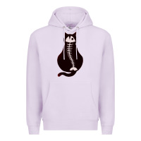 Lilac Cat with Fish Bone Premium Hoodie - artisFamous