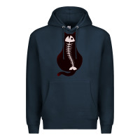 Navy Cat with Fish Bone Premium Hoodie - artisFamous