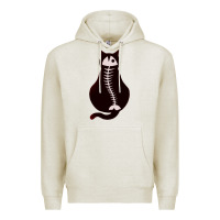Oatmeal Heather Cat with Fish Bone Premium Hoodie - artisFamous