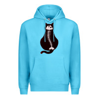 Ocean Blue Cat with Fish Bone Premium Hoodie - artisFamous