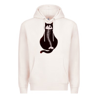 Pale Pink Cat with Fish Bone Premium Hoodie - artisFamous