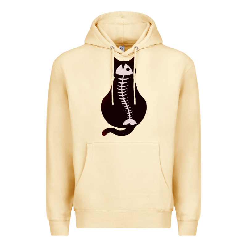 Cat With Fish Bone Premium Hoodie by artisFamous | Teevron