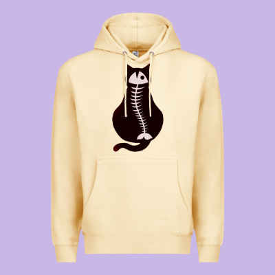 Cat With Fish Bone Premium Hoodie Designed By Artisfamous