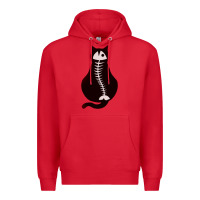 Red Cat with Fish Bone Premium Hoodie - artisFamous
