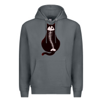 Rock Cat with Fish Bone Premium Hoodie - artisFamous