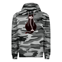 Slate Camo Cat with Fish Bone Premium Hoodie - artisFamous