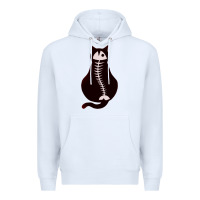 White Cat with Fish Bone Premium Hoodie - artisFamous