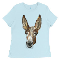 Baby Blue american mammoth jackstock donkey  face Ladies Tee - LillyAllenDesigns
