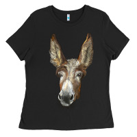 Black american mammoth jackstock donkey  face Ladies Tee - LillyAllenDesigns