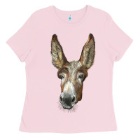 Bubblegum Pink american mammoth jackstock donkey  face Ladies Tee - LillyAllenDesigns