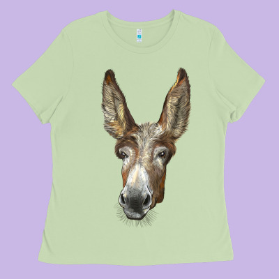 American Mammoth Jackstock Donkey  Face Ladies Tee Designed By Lillyallendesigns