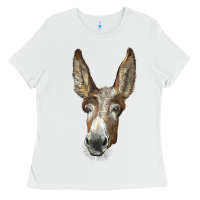White american mammoth jackstock donkey  face Ladies Tee - LillyAllenDesigns