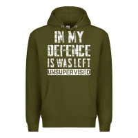 Army Green in my defence i was left unsupervised Premium Hoodie - artisFamous