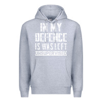 Heather Grey in my defence i was left unsupervised Premium Hoodie - artisFamous