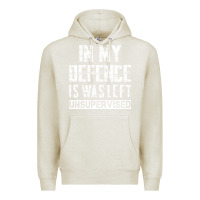 Oatmeal Heather in my defence i was left unsupervised Premium Hoodie - artisFamous