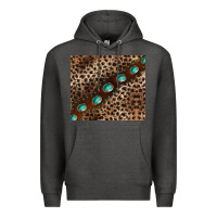 Charcoal Heather leopard gemstone leather Premium Hoodie - BarkalooDesign