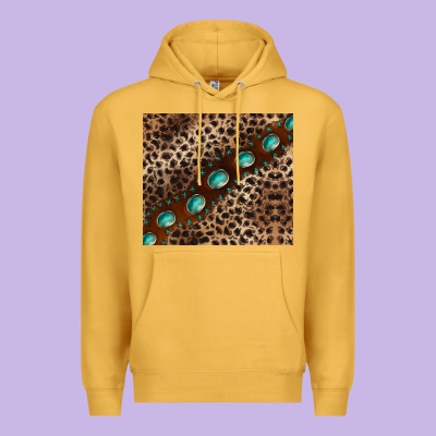 Leopard Gemstone Leather Premium Hoodie Designed By Barkaloodesign