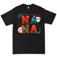 Black Baseball nana leopard frame Premium Tee - LillyAllenDesigns