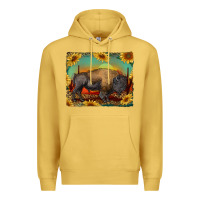 Antique Gold western bison with sunset background Premium Hoodie - RanaPortraitStore