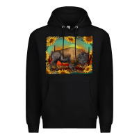 Black western bison with sunset background Premium Hoodie - RanaPortraitStore