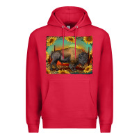 Cardinal western bison with sunset background Premium Hoodie - RanaPortraitStore